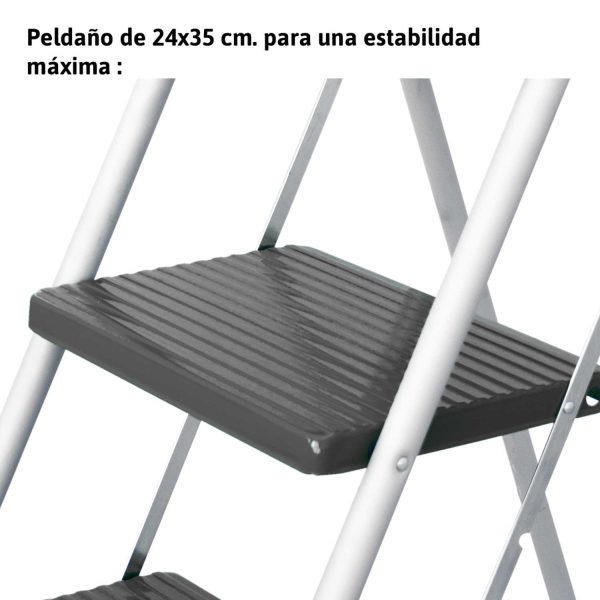 ES-TAB | Taburete de acero galvanizado con barandilla y peldaños cómodos